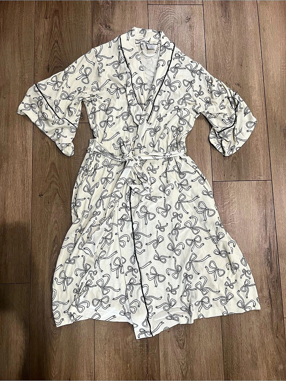 Staycation Bamboo Robe with Bow Print Size Small/Medium